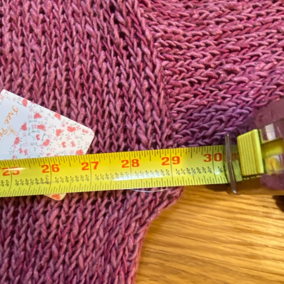 NWT Free People Pointelle Asymmetrical Knit Sweater Purple Oversized Small $120 - Picture 8 of 13